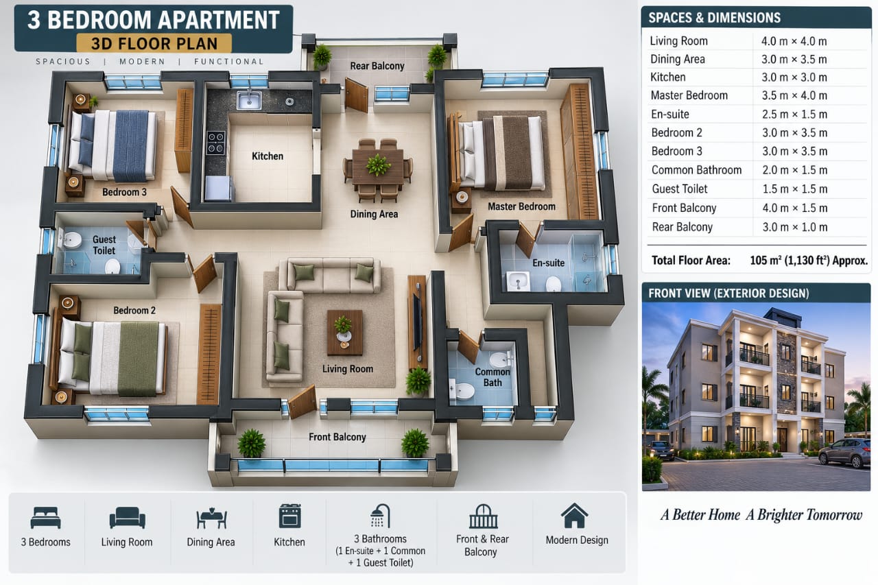 The 3-Bedroom Apartment at Biophilic Shaka Gardens