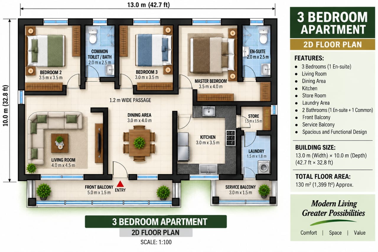 The 3-Bedroom Apartment — additional view