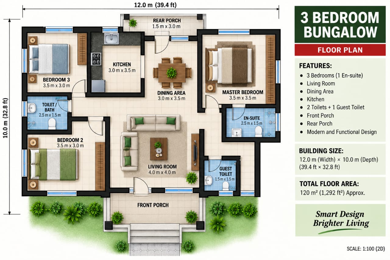 The 3-Bedroom Bungalow with BQ — additional view